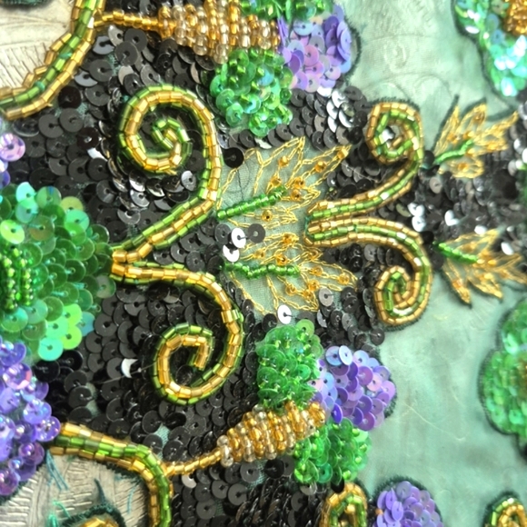 Handmade Applique Green and Purple Gold Black Perfect For Caribana Outfits - Picture 10 of 15